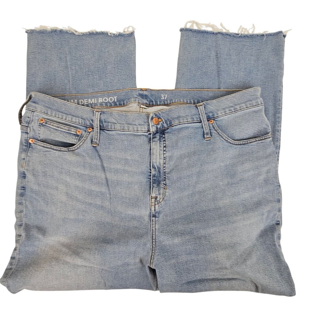 J.Crew Womens 37 Slim Demi Boot Jeans Light Wash Raw Hem High Rise